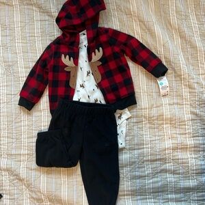 6-9 months Carters Fleece Reindeer 3 piece